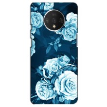 Чехлы (ART) Цветы на OnePlus 7T (VPrint) (Голубые Бутоны)