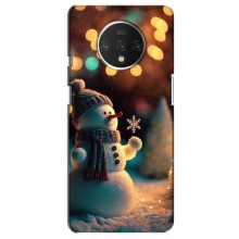 Чехлы на Новый Год OnePlus 7T (Снеговик праздничный)