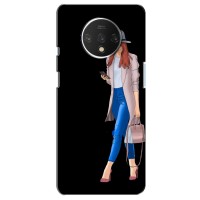 Чехол с картинкой Модные Девчонки OnePlus 7T (Девушка со смартфоном)