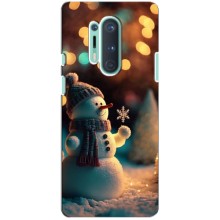 Чехлы на Новый Год OnePlus 8 Pro – Снеговик праздничный