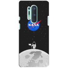 Силиконовый бампер с принтом "Наса" на OnePlus 8 Pro (Космонавт NASA)