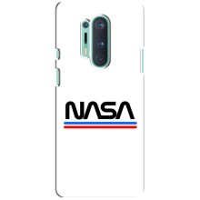 Силиконовый бампер с принтом "Наса" на OnePlus 8 Pro (NASA на белом фоне)