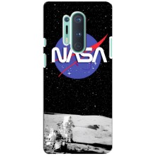 Силиконовый бампер с принтом "Наса" на OnePlus 8 Pro (Nasa на луне)