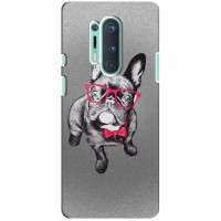 Чехол (ТПУ) Милые собачки для OnePlus 8 Pro (Бульдог в очках)
