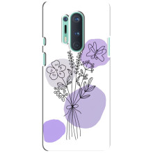 Силконовий чохол з принтом в квітах на OnePlus 8 Pro – Фіолетовий букет