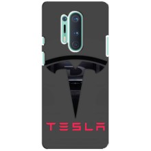 Силиконовый бампер с картинкой машины на OnePlus 8 Pro (Logo TESLA)