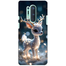 Яркий чехол для OnePlus 8 Pro с Зимними Оленятами (Блистающий оленёнок)