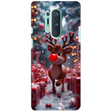 Яркий чехол для OnePlus 8 Pro с Зимними Оленятами (Олень среди подарков)