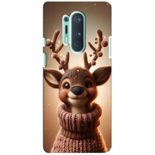 Яркий чехол для OnePlus 8 Pro с Зимними Оленятами (Олень в свитере)