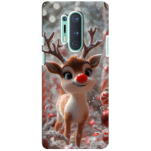 Яркий чехол для OnePlus 8 Pro с Зимними Оленятами