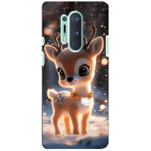Яркий чехол для OnePlus 8 Pro с Зимними Оленятами (Оленёнок)