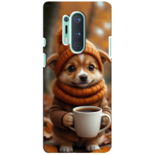 Друкований чохол 'Звірята з кавою' для OnePlus 8 Pro – Песик з кавою
