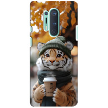 Друкований чохол 'Звірята з кавою' для OnePlus 8 Pro – Тигр з кавою