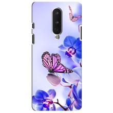 Чехлы с Цветами для OnePlus 8 (VPrint) (Бабочка на цветочке)