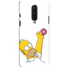 Чехол с Симпсонами для OnePlus 8 (VPrint) (Гомер с пончиком)