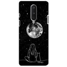 Чехол с рисунком кот на OnePlus 8 – Девушка с котом