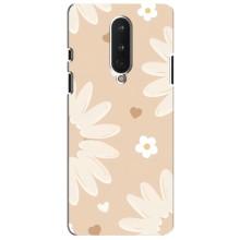Чехол с цветочным принтом на ВанПлас 8 – Бежевые цветы