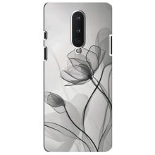 Чехол с цветочным принтом на ВанПлас 8 – Черные цветы