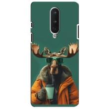 Чехол с принтом стильные животные для ВанПлас 8 – Лось с кофе