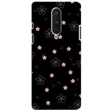 Чохол з розовим принтом для OnePlus 8 – Рожеві квіти на чорному