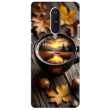 Чехол с уникальным дизайном «Осень с кофе» для OnePlus 8 – Тёмный кофе