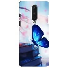Силиконовый бампер с картинкой животных для OnePlus 8 (Бабочка синяя)
