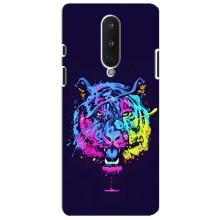 Силиконовый бампер с картинкой животных для OnePlus 8 (Тигр-Арт)