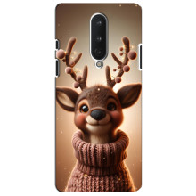 Яркий чехол для OnePlus 8 с Зимними Оленятами – Олень в свитере