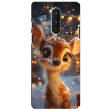 Яркий чехол для OnePlus 8 с Зимними Оленятами – Оленёнок среди гирлянд