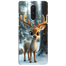 Яркий чехол для OnePlus 8 с Зимними Оленятами – Оленёнок в лесу
