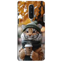 Печатный чехол «Зверята с кофе» для OnePlus 8 – Тигр с кофе