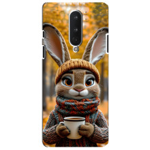 Печатный чехол «Зверята с кофе» для OnePlus 8 – Зайчик с кофе