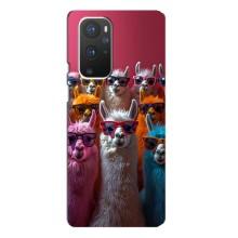 Чехол с принтом стильные животные для ВанПлас 9 Про (Ламы в очках)