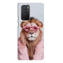 Чехол с принтом стильные животные для ВанПлас 9 Про (Лев в очках)