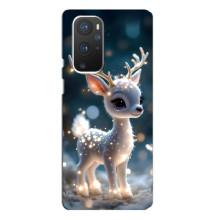 Яркий чехол для OnePlus 9 Pro с Зимними Оленятами – Блистающий оленёнок