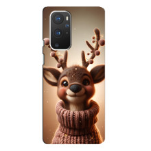 Яркий чехол для OnePlus 9 Pro с Зимними Оленятами – Олень в свитере
