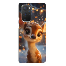 Яркий чехол для OnePlus 9 Pro с Зимними Оленятами – Оленёнок среди гирлянд