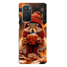 Печатный чехол «Зверята с кофе» для OnePlus 9 Pro – Белка с кофе