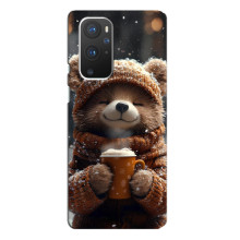 Печатный чехол «Зверята с кофе» для OnePlus 9 Pro – Мишка с кофе