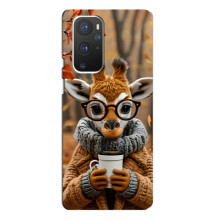 Печатный чехол «Зверята с кофе» для OnePlus 9 Pro – Жираф с кофе
