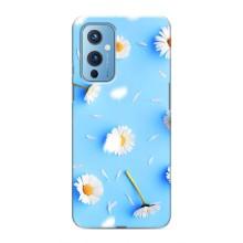 Чохол з Квітами для OnePlus 9 (ромашки на блакитному)