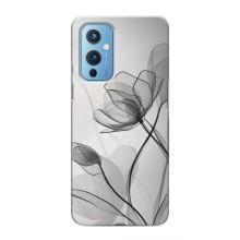 Чохол з квітковим принтом на ВанПлюс 9 (Чорні квіти)