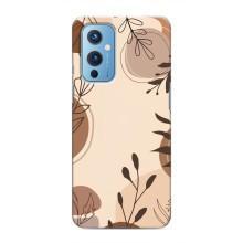 Чохол з квітковим принтом на ВанПлюс 9 (Коричневі квіти)