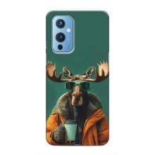 Чехол с принтом стильные животные для ВанПлас 9 – Лось с кофе