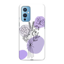 Силконовий чохол з принтом в квітах на OnePlus 9 – Фіолетовий букет