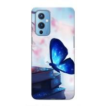 Силиконовый бампер с картинкой животных для OnePlus 9 (Бабочка синяя)