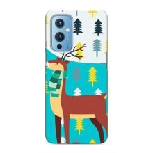 Силиконовый бампер с картинкой животных для OnePlus 9 (Олень с шарфом)