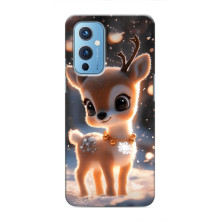 Яркий чехол для OnePlus 9 с Зимними Оленятами (Оленёнок)