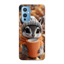 Печатный чехол «Зверята с кофе» для OnePlus 9