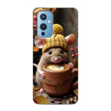 Печатный чехол «Зверята с кофе» для OnePlus 9 – Медведь с кофе